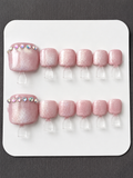 Blush Crystal Shimmer Press-On Toenails