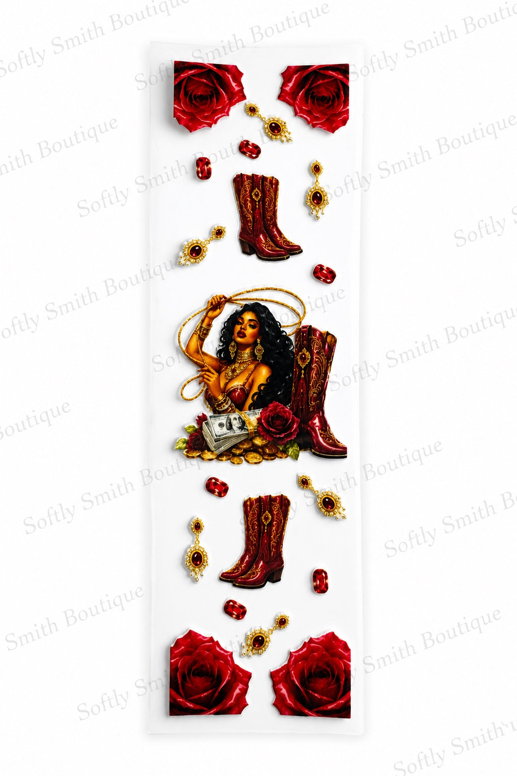 110-Red Cowgirl UV DTF pen wrap