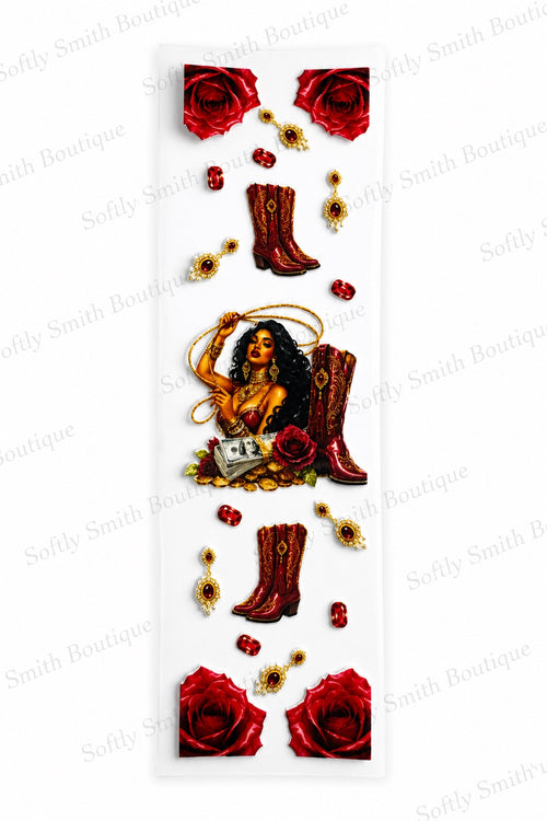 110-Red Cowgirl UV DTF pen wrap