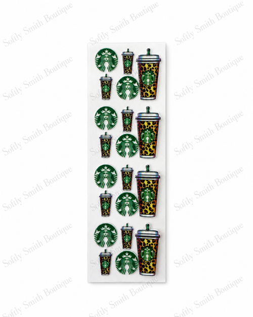 112-Starbucks Leopard UV DTF pen wrap