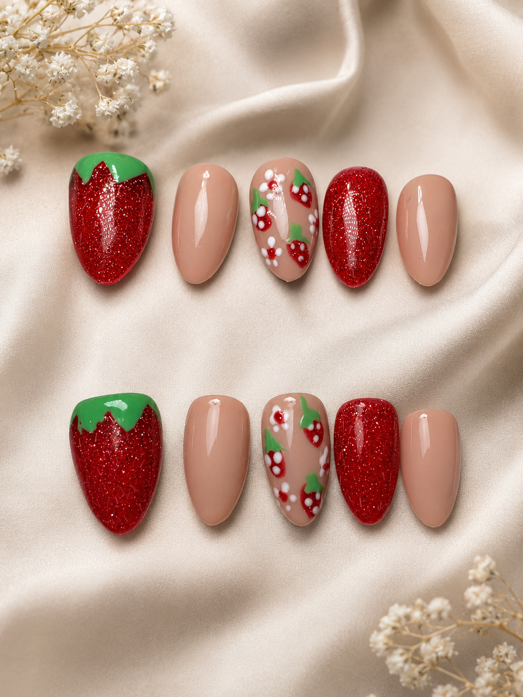 Berry Bliss Luxe (Short Almond) Press-On Nails🍓✨
