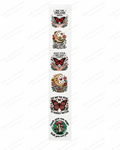 Motivational butterfly moon and mushroom UV DTF kiss cut wrap strip with six designs