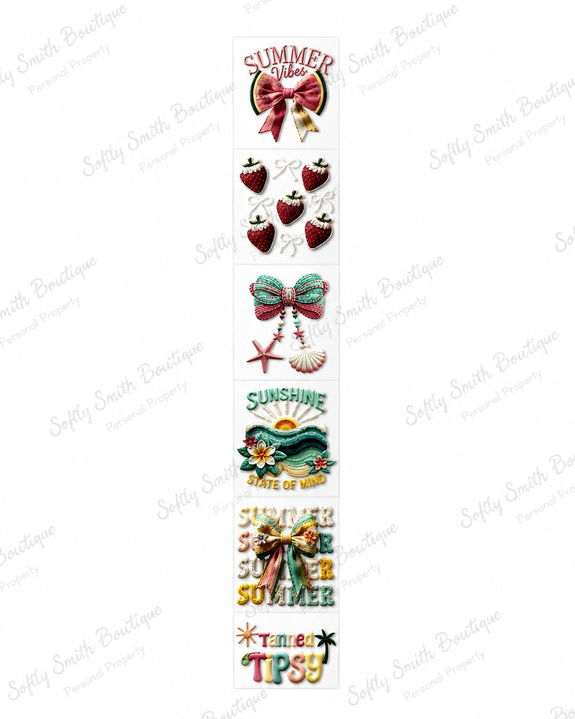 Summer vibes UV DTF kiss cut wrap strip with six designs