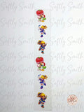 Retro rainbow girl characters UV DTF kiss cut wrap strip with six designs