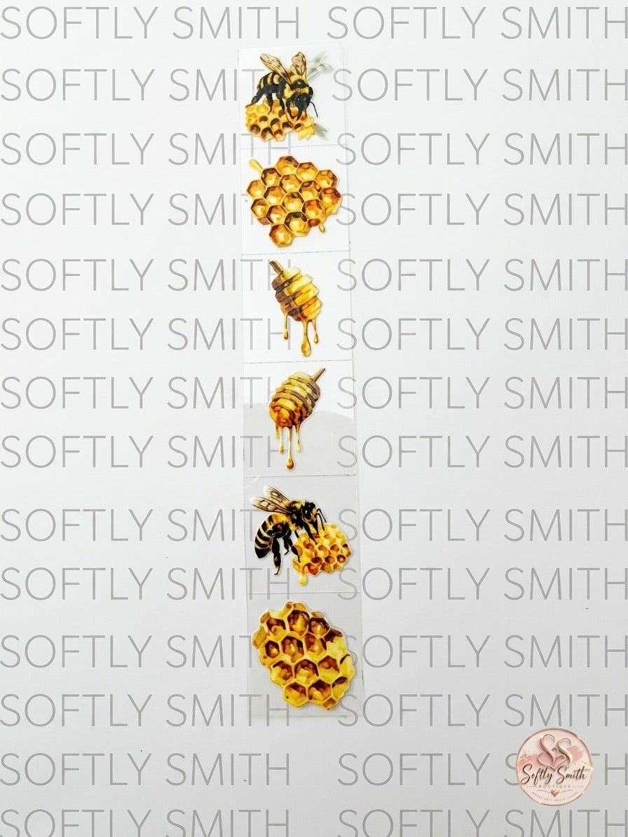 Alternate product photo of honey bee honeycomb UV DTF kiss cut wrap strip