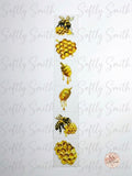 Honey bee honeycomb and honey dipper UV DTF kiss cut wrap strip with six designs