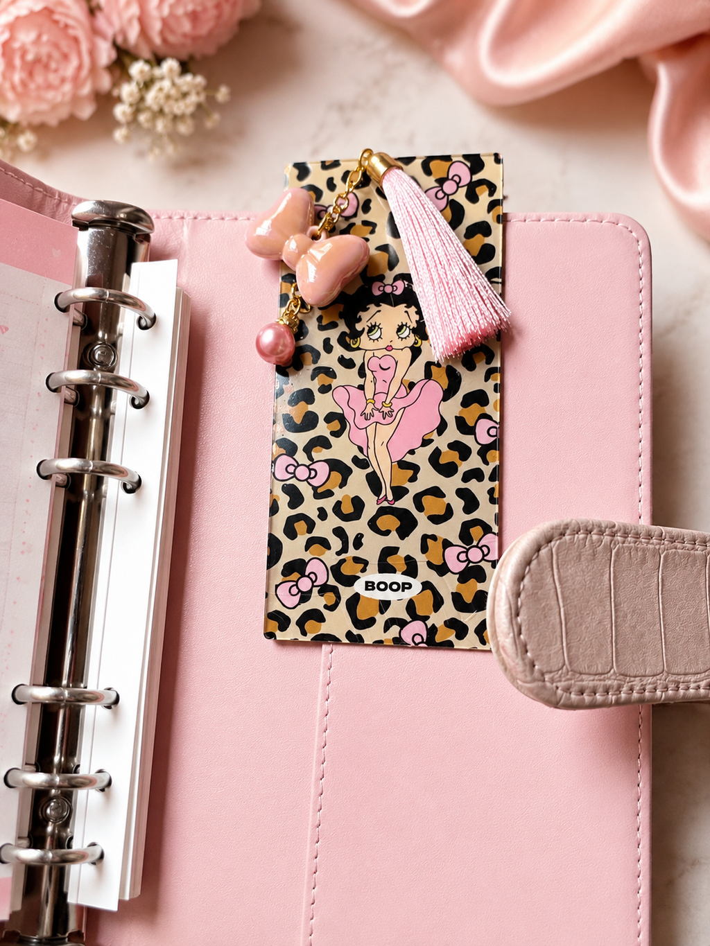 Leopard Bow Glam Tassel Bookmark