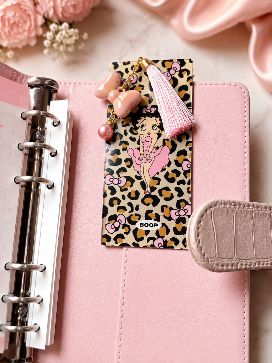 Leopard Bow Glam Tassel Bookmark