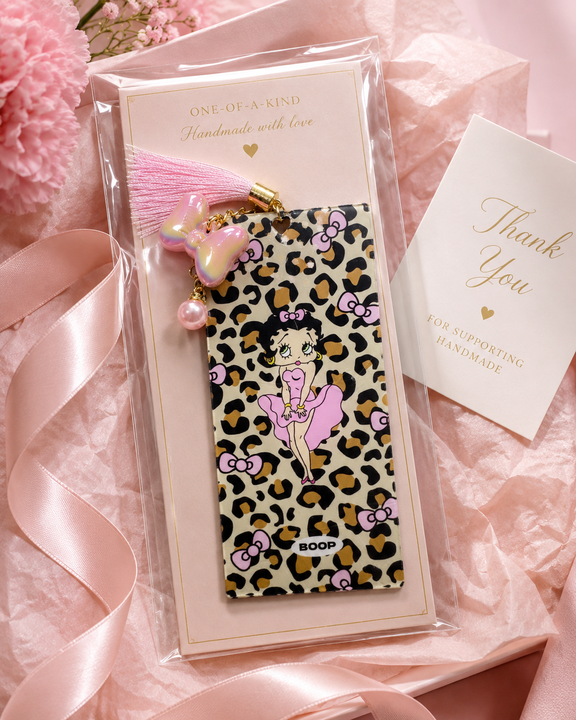 Leopard Bow Glam Tassel Bookmark