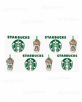 Green coffee shop logo and drink 16oz UV DTF wrap