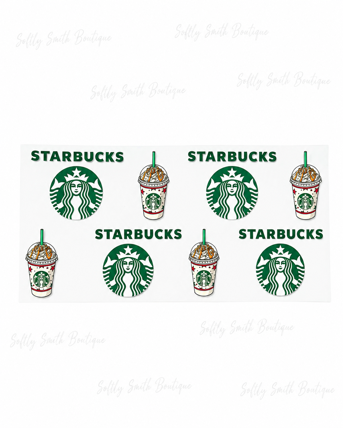 Green coffee shop logo and drink 16oz UV DTF wrap