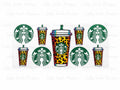 Starbucks leopard print coffee cups and logos 16oz UV DTF wrap