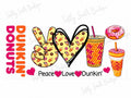 Peace Love Dunkin Donuts pink and orange 16oz UV DTF wrap