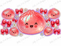 Red glitter dumpling with bows 16oz UV DTF wrap