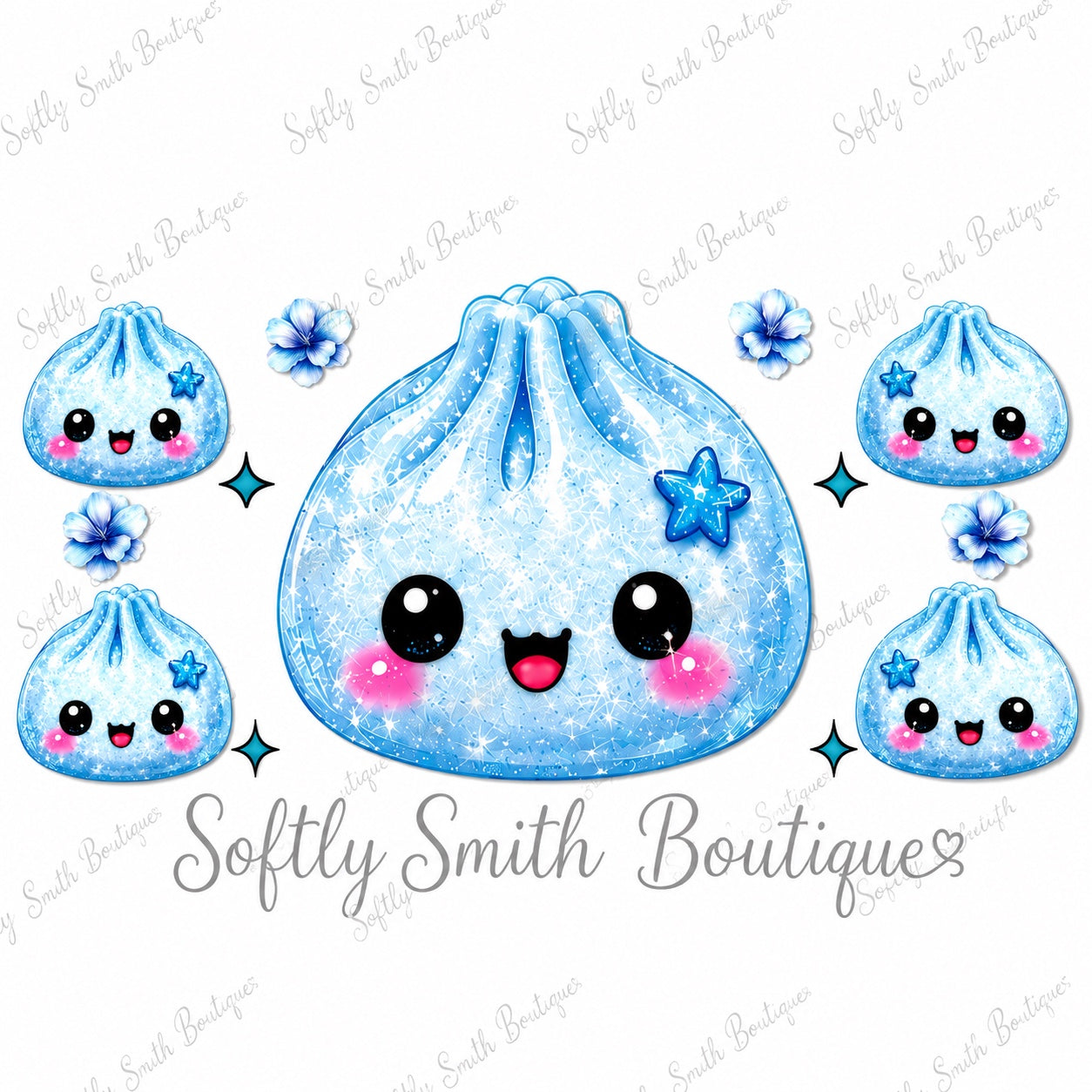 Blue glitter dumpling 16oz UV DTF wrap