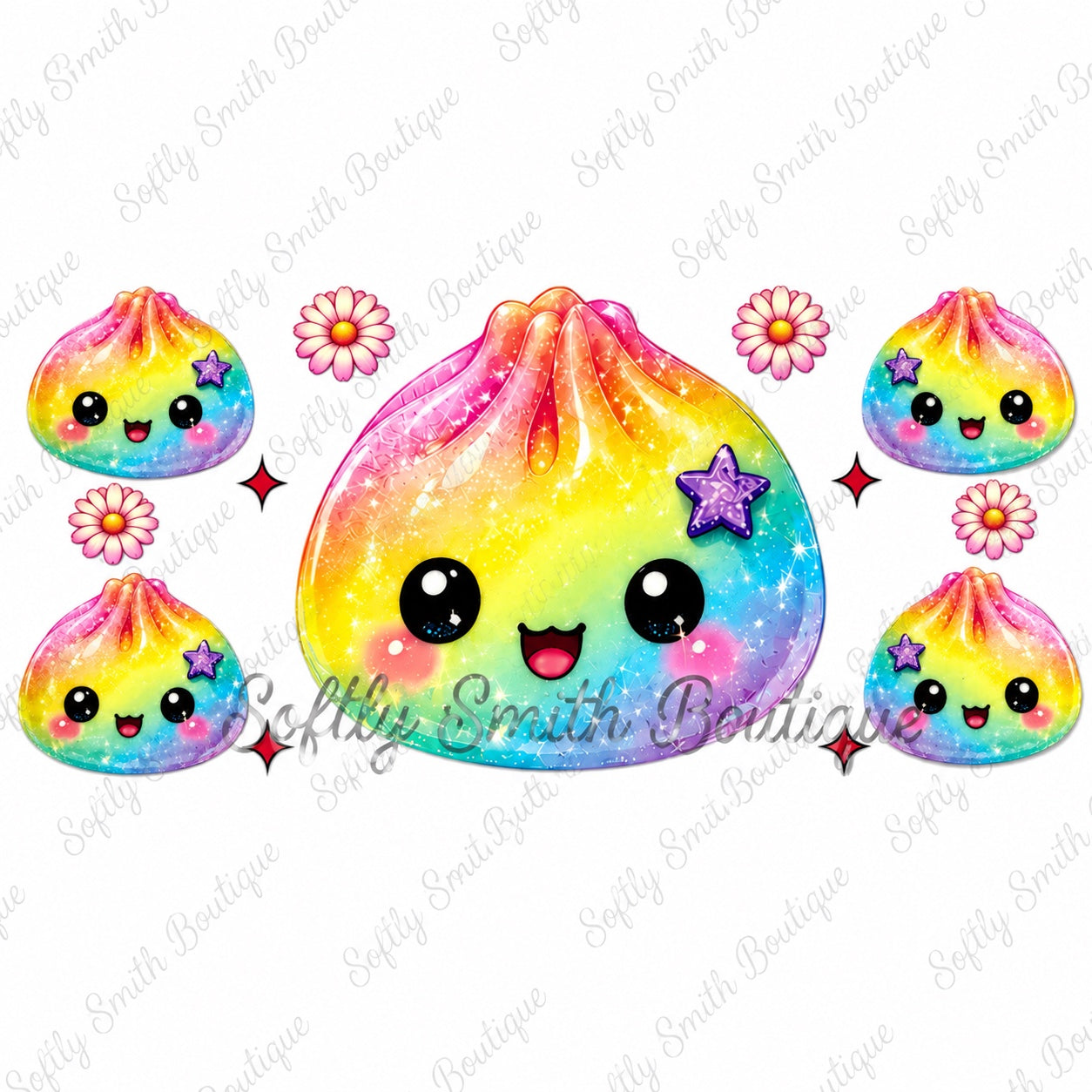 Rainbow star dumpling 16oz UV DTF wrap