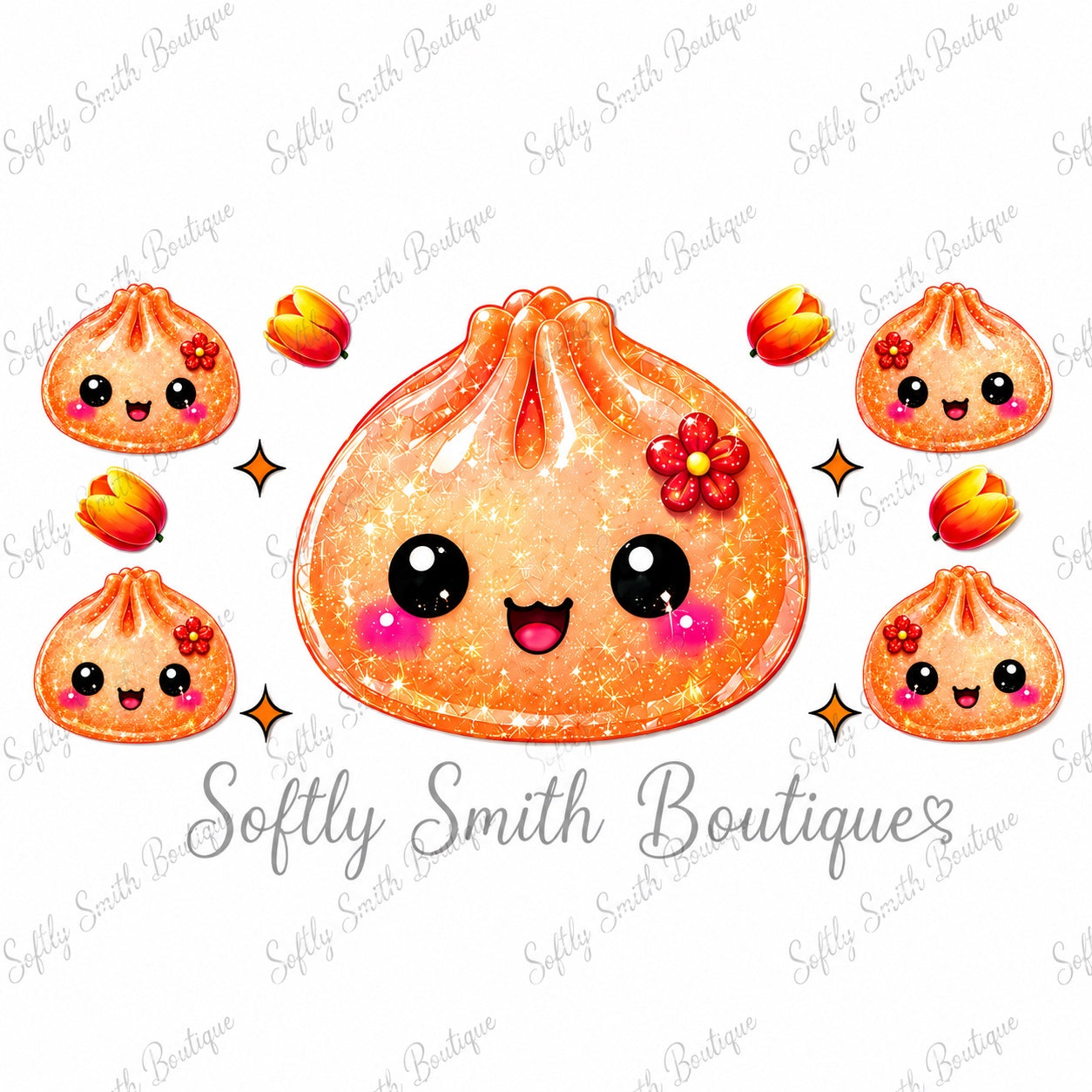 Orange floral dumpling 16oz UV DTF wrap