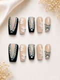 Midnight Bloom Crystal Press-On Nails