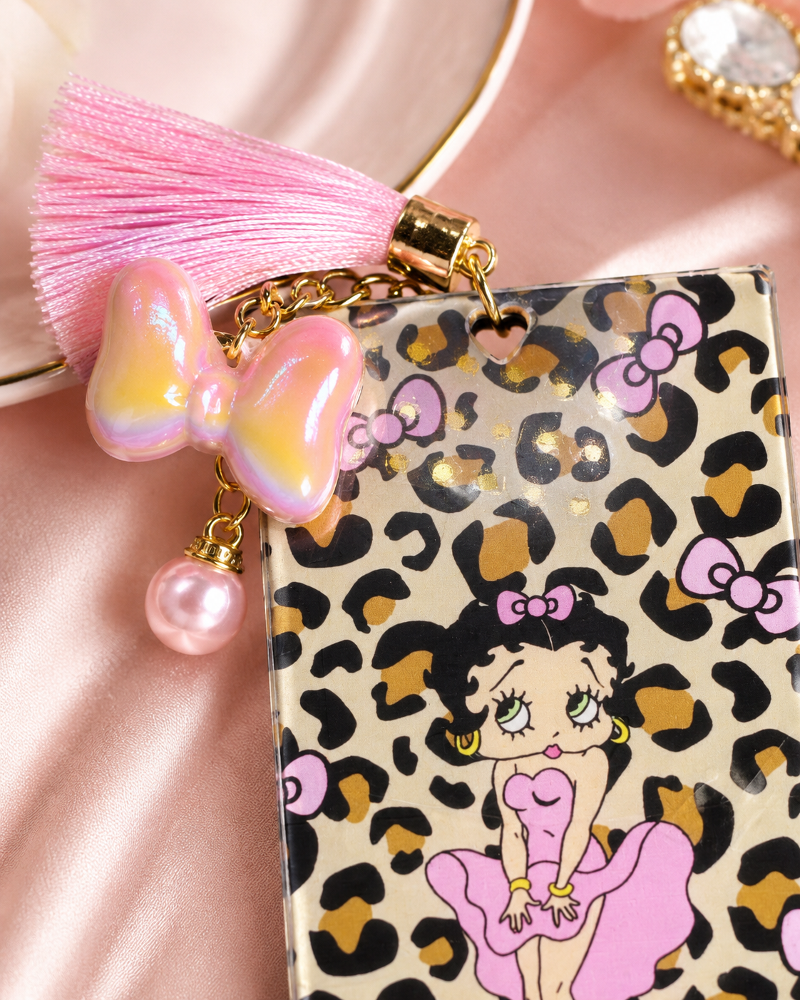 Leopard Bow Glam Tassel Bookmark
