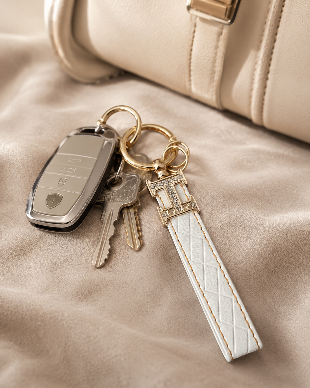 Luxe Quilted Wristlet Keychain Charm