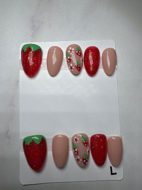 Berry Bliss Luxe (Short Almond) Press-On Nails🍓✨