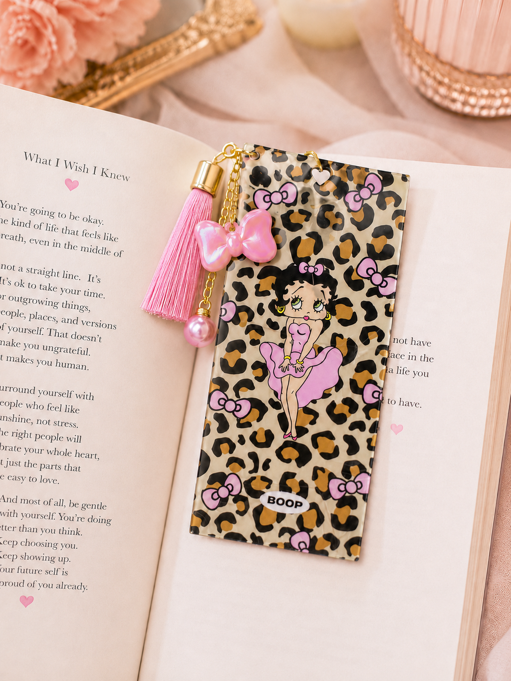Leopard Bow Glam Tassel Bookmark