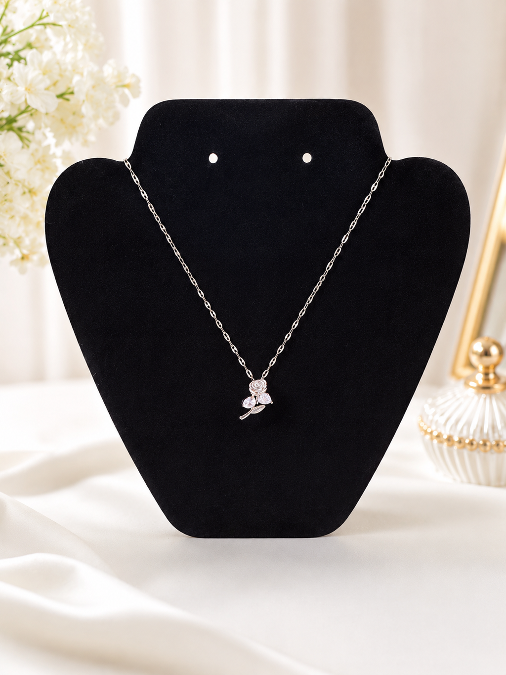 Pink Rose Crystal Necklace
