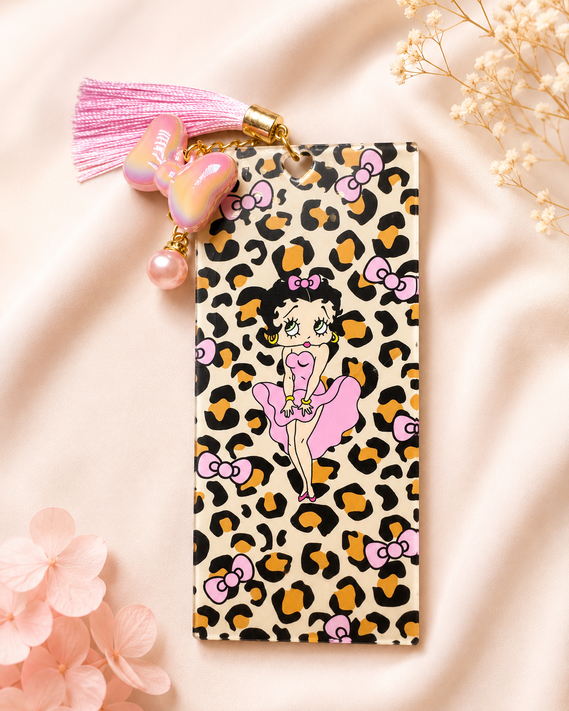 Leopard Bow Glam Tassel Bookmark