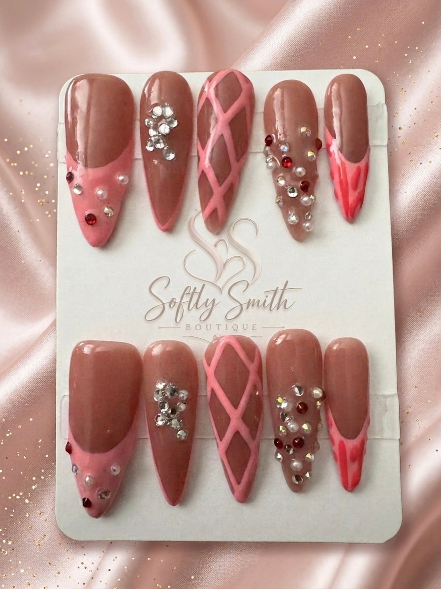 Blush Lattice Luxe Press-On Nails