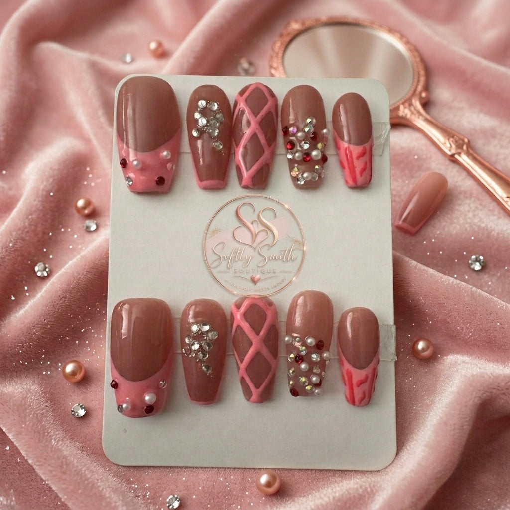 Blush Lattice Luxe Press-On Nails