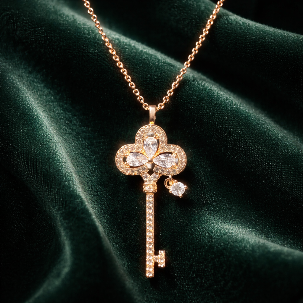 Luxe Clover Key Pendant Necklace