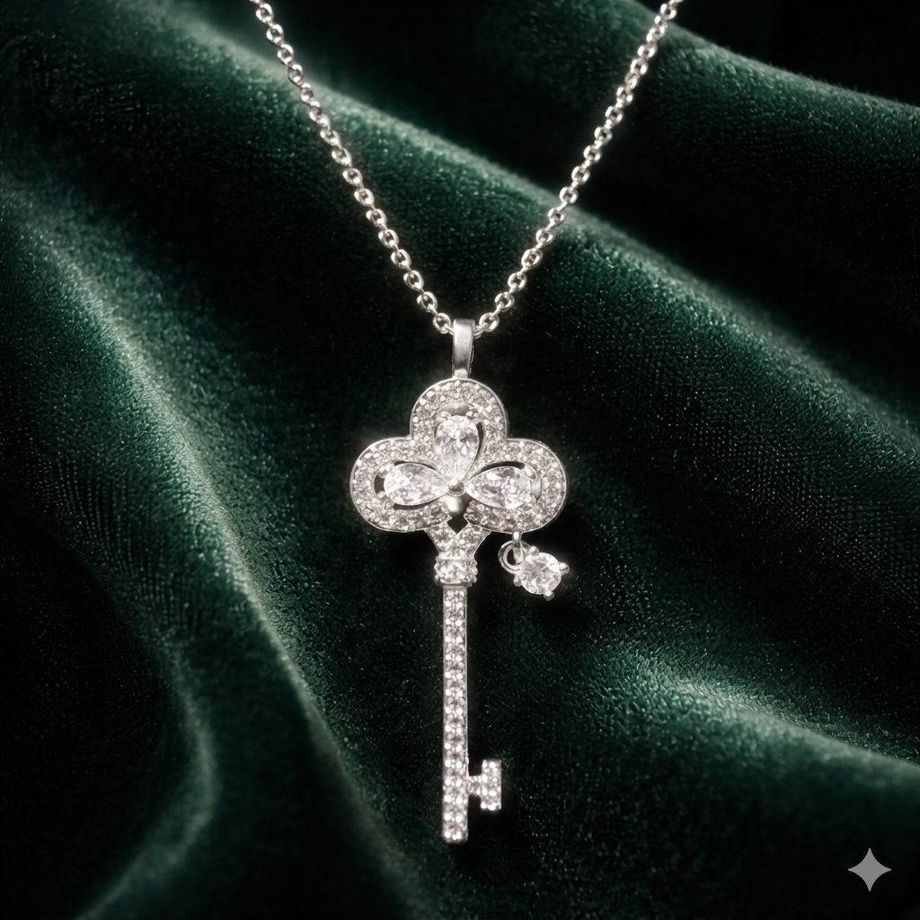 Luxe Clover Key Pendant Necklace