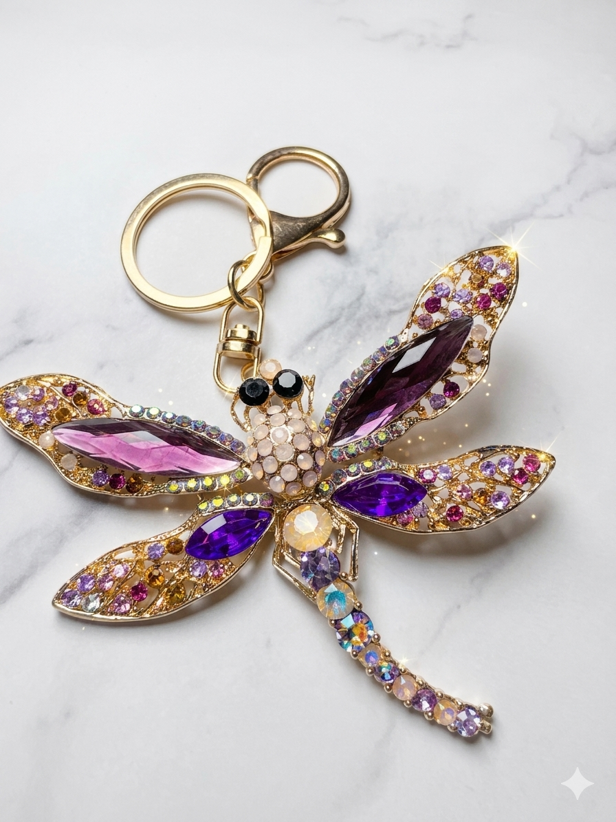 Violet Glow Dragonfly Charm
