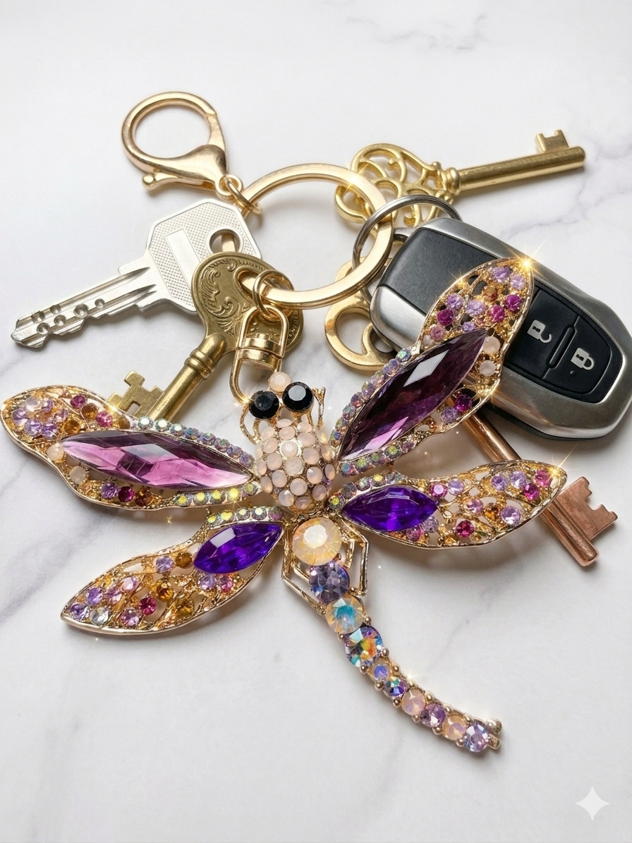Violet Glow Dragonfly Charm