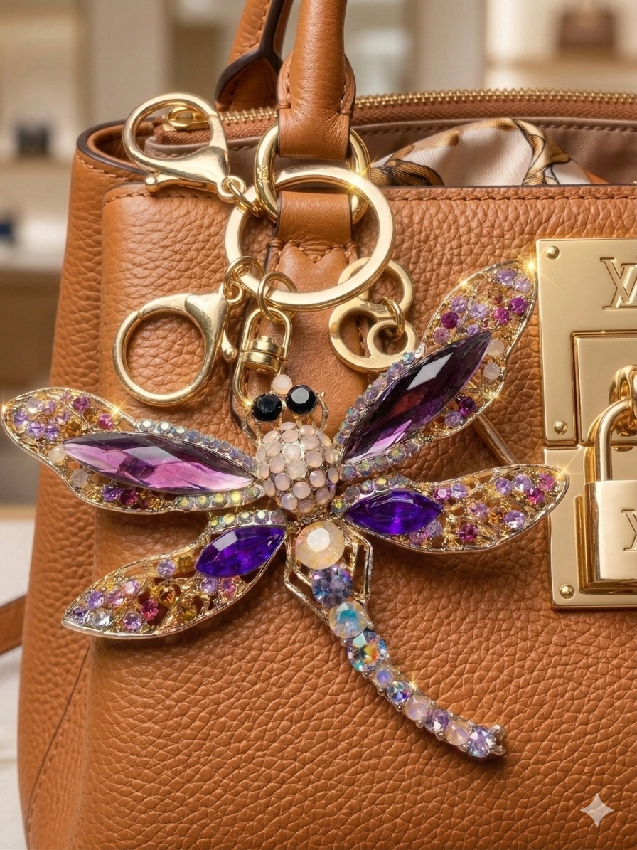 Violet Glow Dragonfly Charm