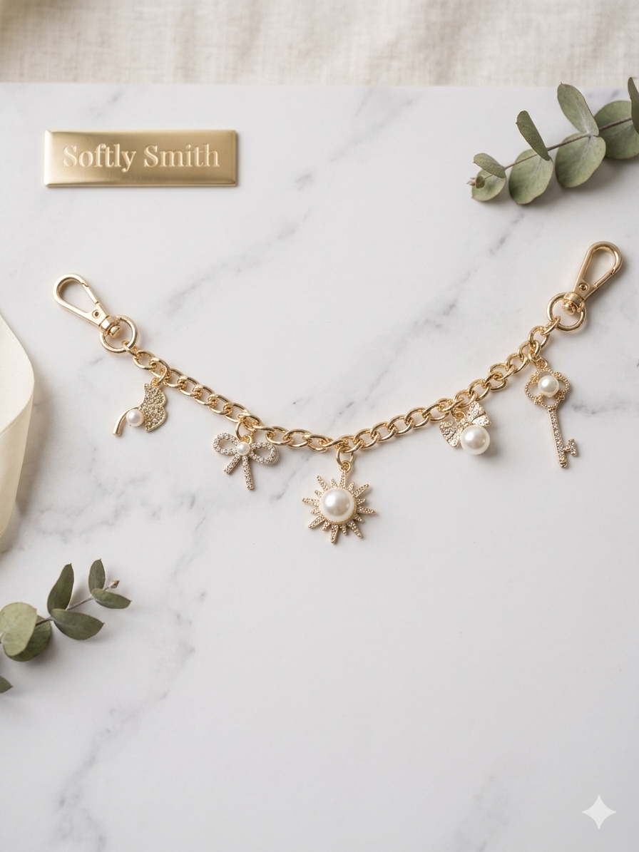 Soft Life Pearl Charm Chain(Convertible Bracelet + Bag Charm)