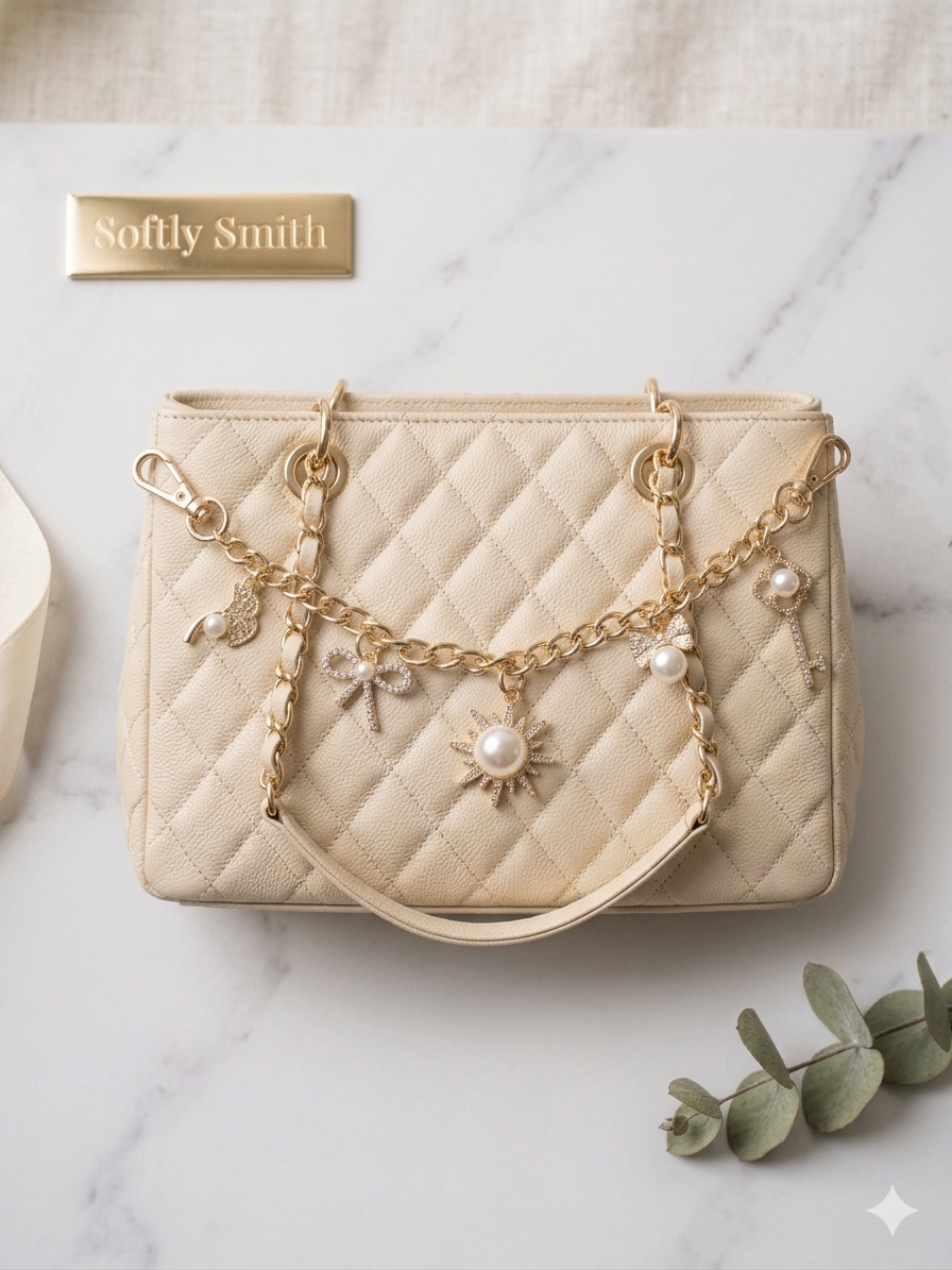 Soft Life Pearl Charm Chain(Convertible Bracelet + Bag Charm)