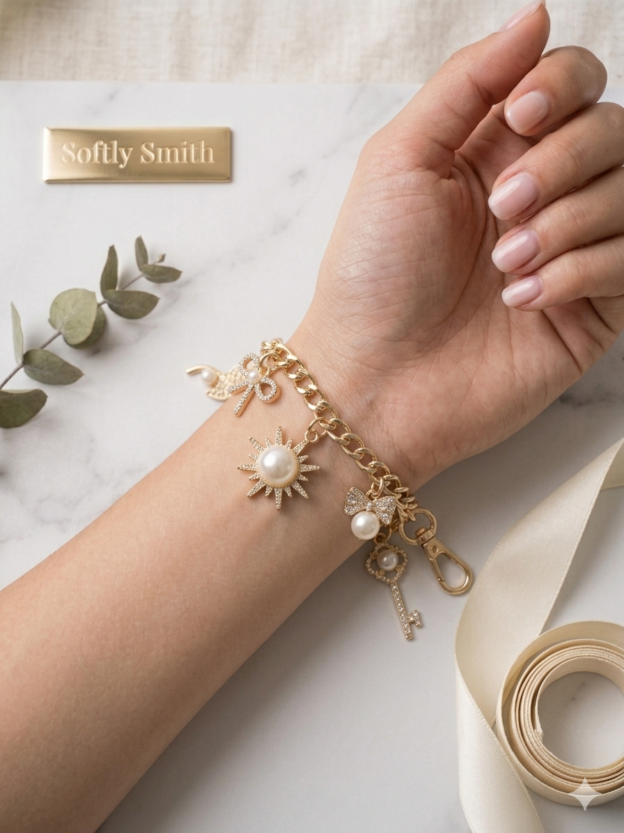 Soft Life Pearl Charm Chain(Convertible Bracelet + Bag Charm)