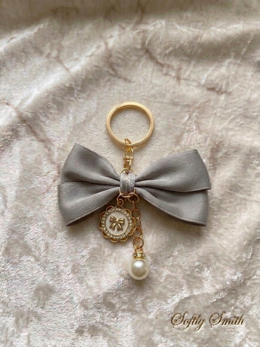 Slate Bow Charm Keychain