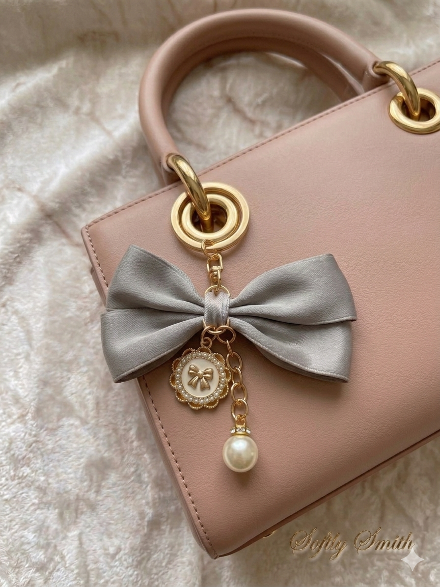 Slate Bow Charm Keychain