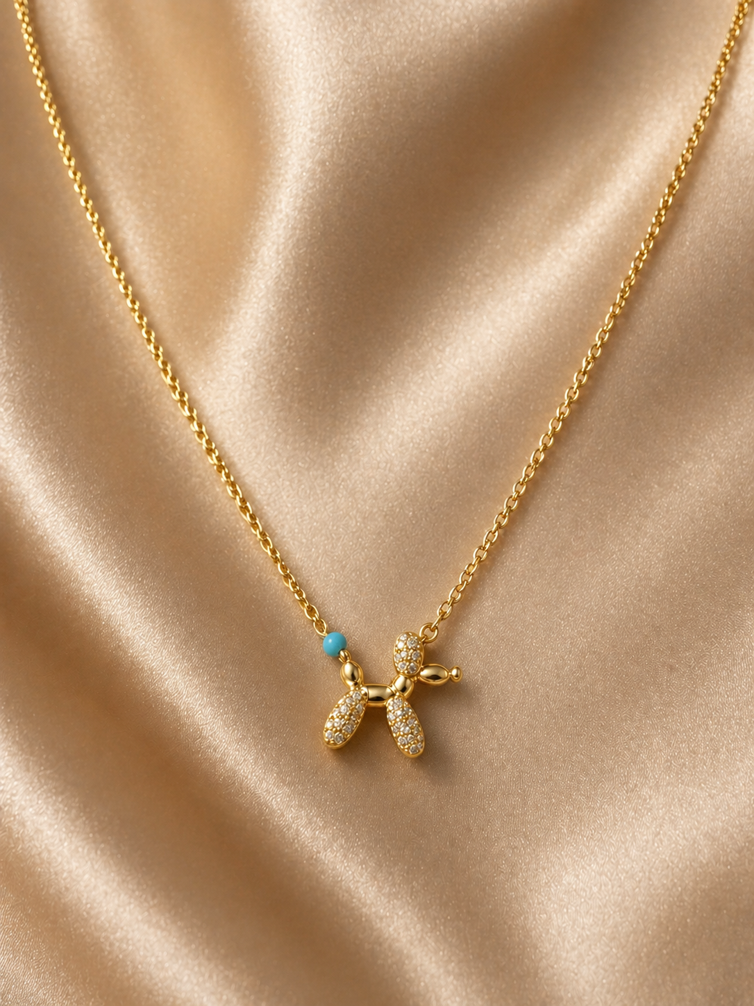 Soft Balloon Pup Necklace – Gold