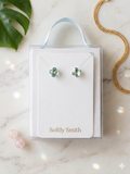 Soft Clover Crystal Stud Earrings