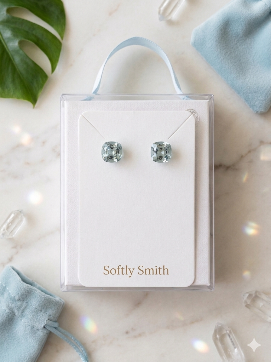 Soft Ice Square Stud Earrings