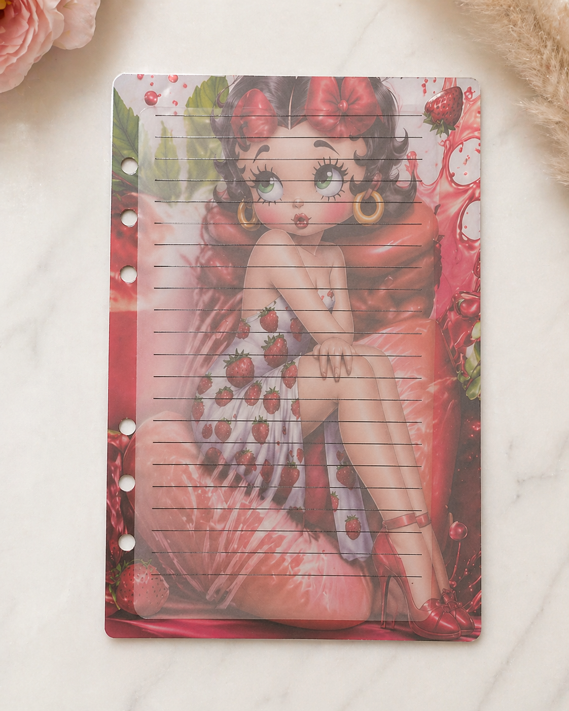 Strawberry Cartoon A5 Lined Planner Paper