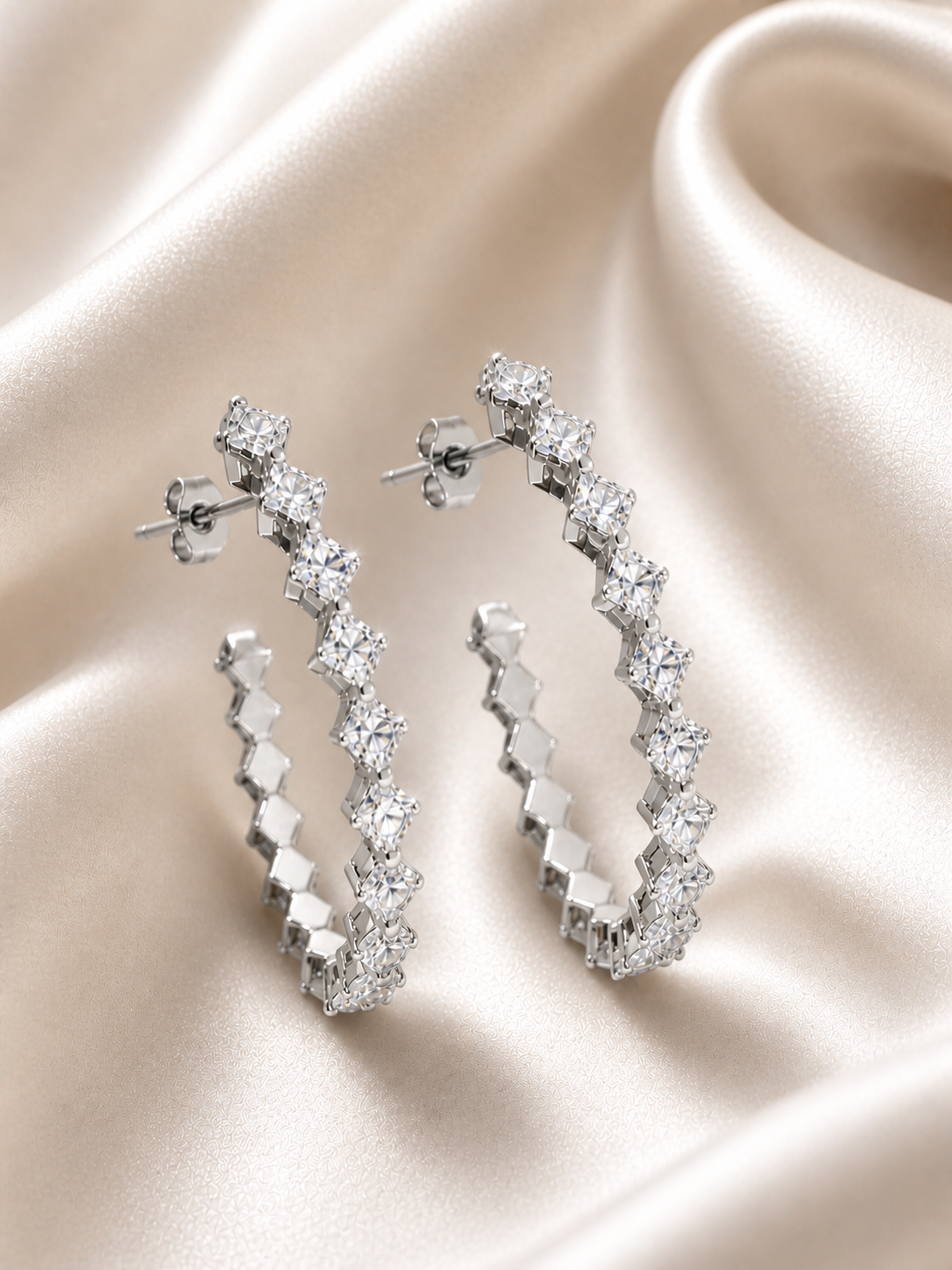 Silver Veil Hoop Earrings