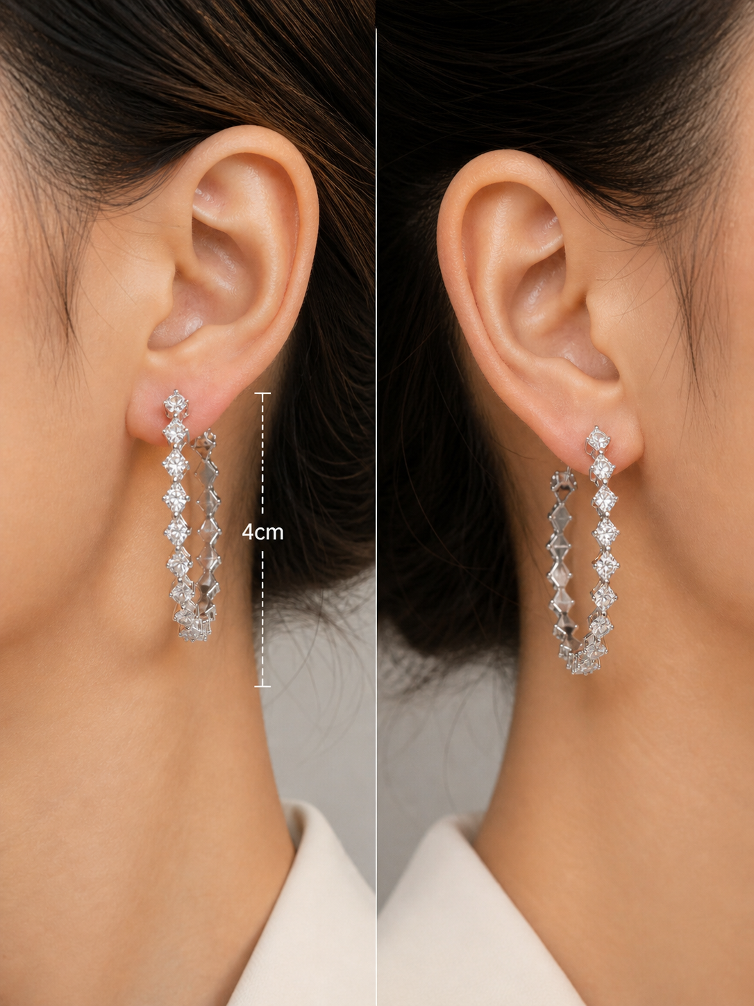 Silver Veil Hoop Earrings