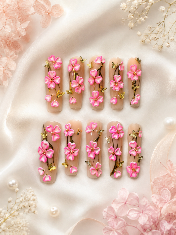 Blushing Sakura Press-On Nails