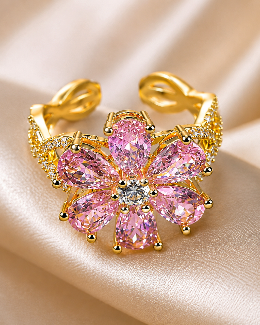 Pink Bloom Gold Ring