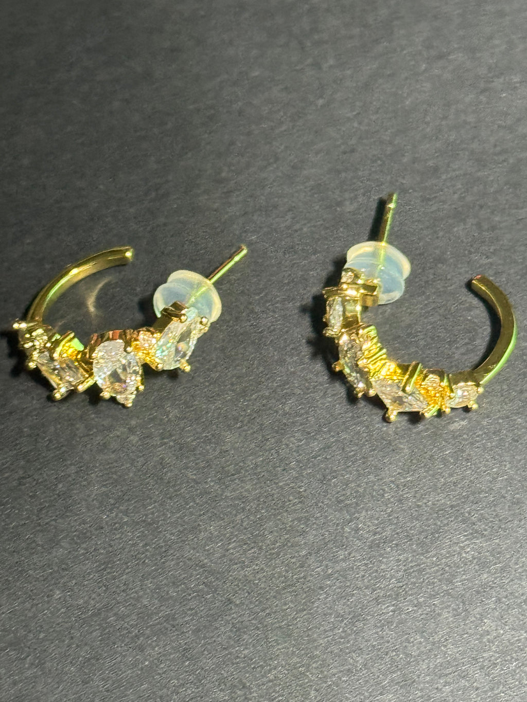 Golden Crystal Open Hoop Earrings