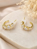Golden Crystal Open Hoop Earrings